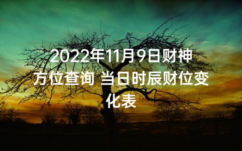2022年11月9日财神方位查询 当日时辰财位变化表